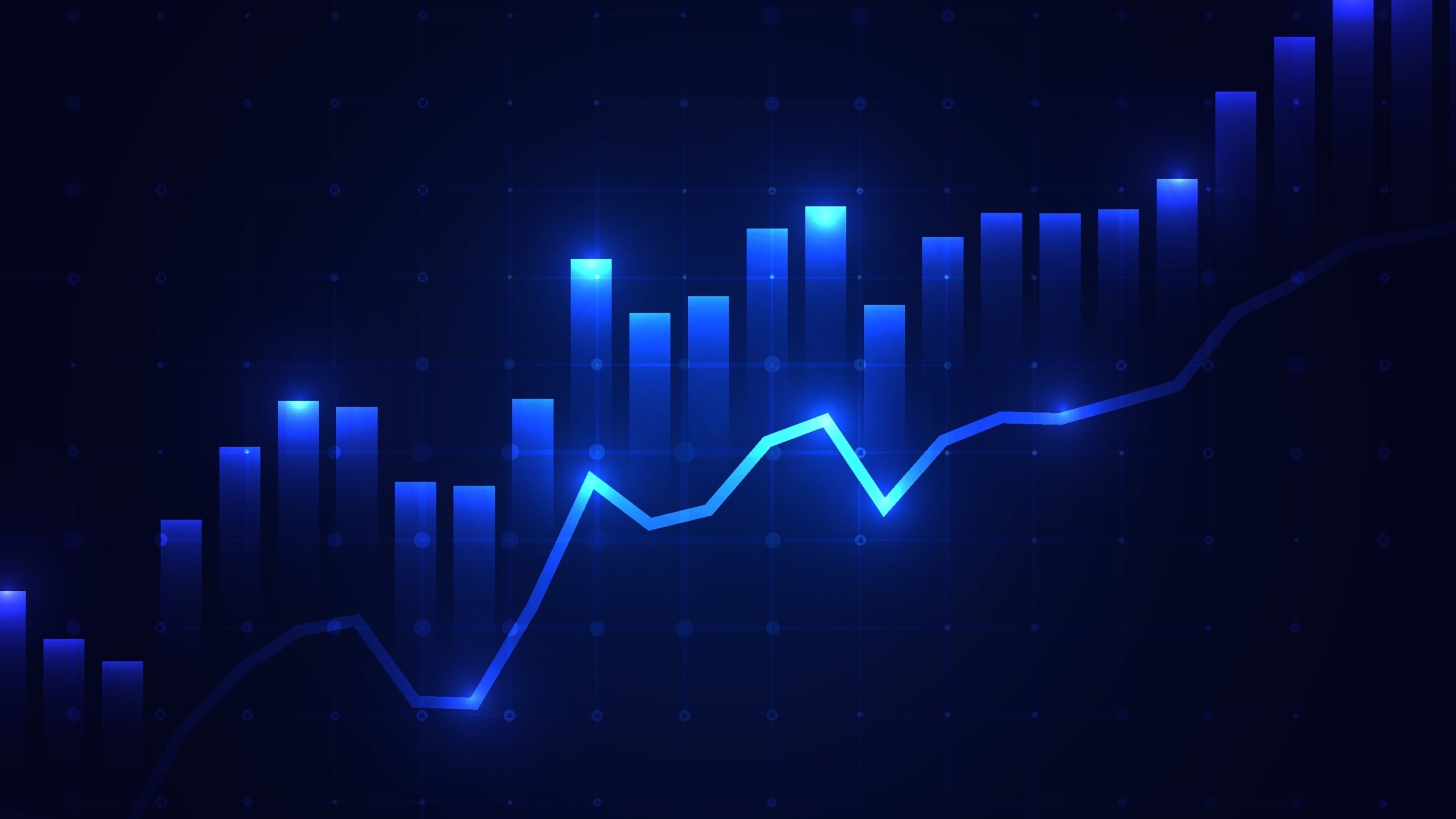 Abstract blue growth chart with bars