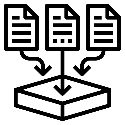 Icon of networked servers showing centralized data management