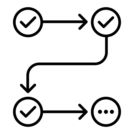 Icon of connected workflow path representing PICOM365 streamlined processes