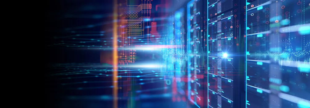 Abstract digital visualization representing PICOM365's AI-powered system monitoring in healthcare imaging systems