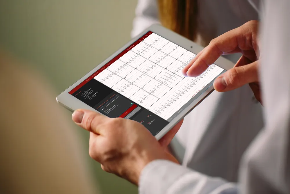 Doctor reviewing ECG reports